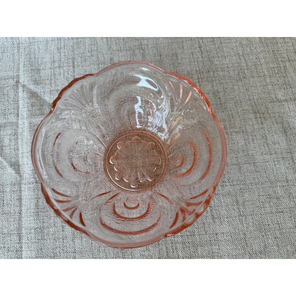 Federal Glass Pink Depression Glass Serving Bowl 6in Sharon Cabbage Rose Vintage